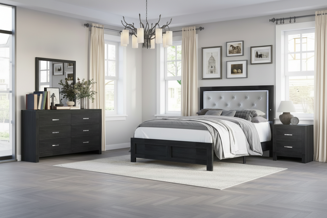 Jaylen 5 Piece Bedroom Suites in Natural or Black