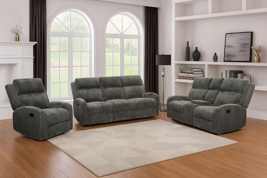 Dark Grey Corded Reclining 2 Piece Living Room Set