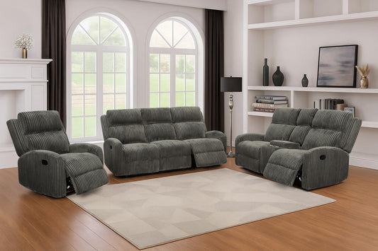 Dark Grey Corded Reclining 2 Piece Living Room Set