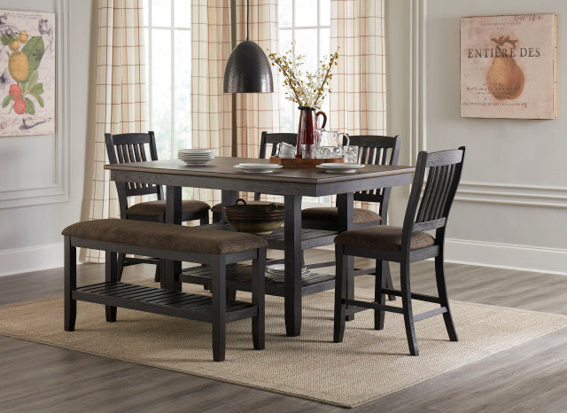 8639 6 Pc Dining Set; Pub Table, 4 Chairs and Bench