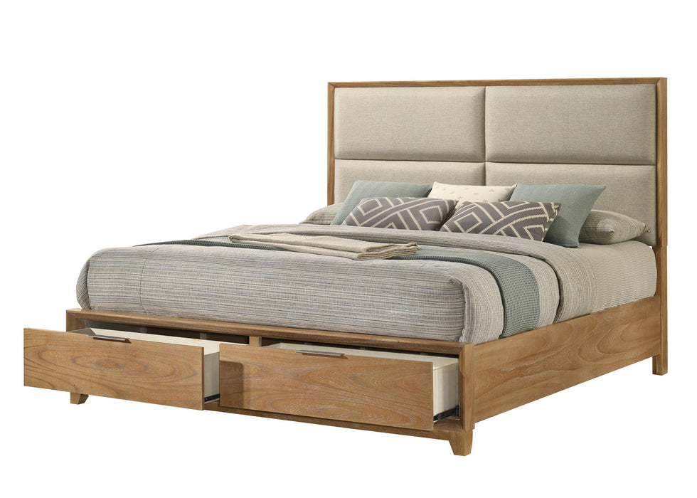 Florian - King Platform Storage Bed - Natural