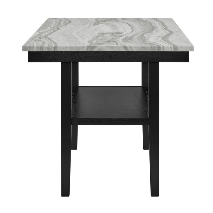 Marbel - 5 Piece Faux Marble Counter Height Set - Dove / Black