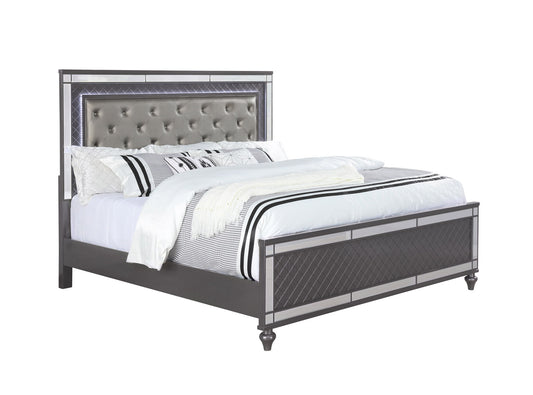 Refino - Queen Upholstered Bed - Gunmetal