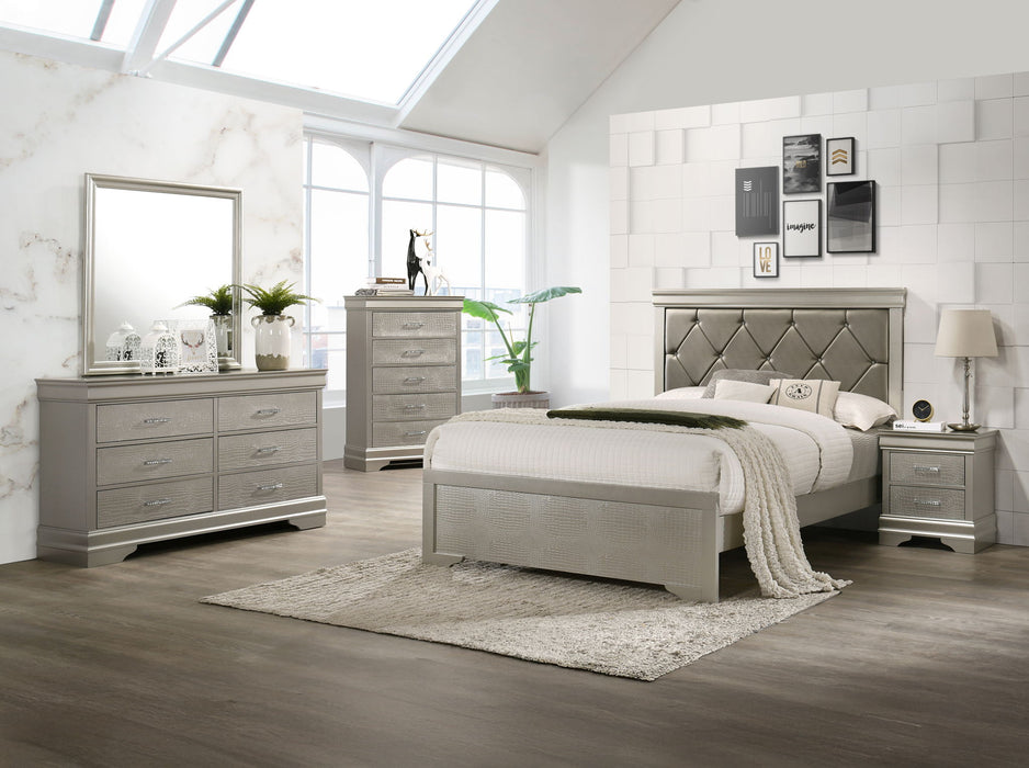 Amalia - Queen 5 Piece Bedroom Set - Silver