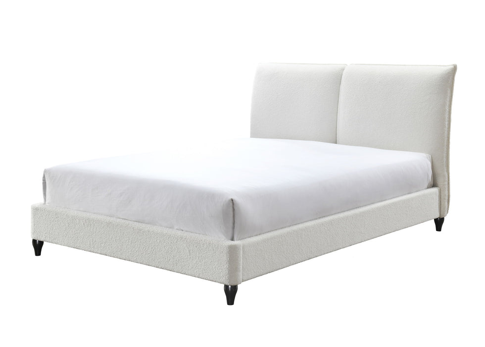 Jenn - King Upholstered Bed With Decking Board Set - White