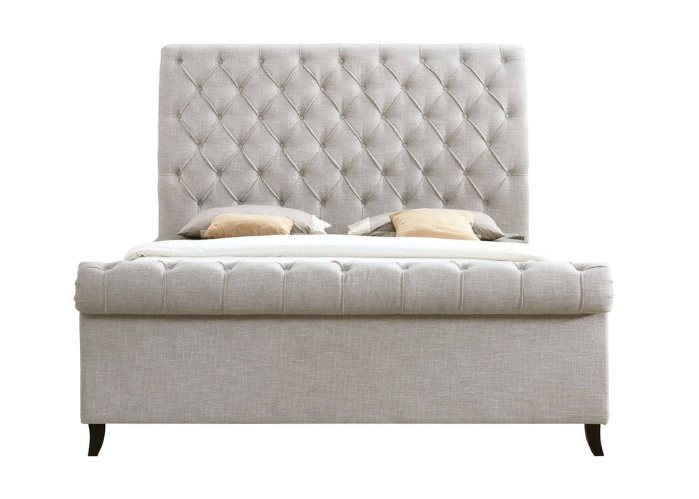 Kate - King Platform Bed - Light Gray Tweed