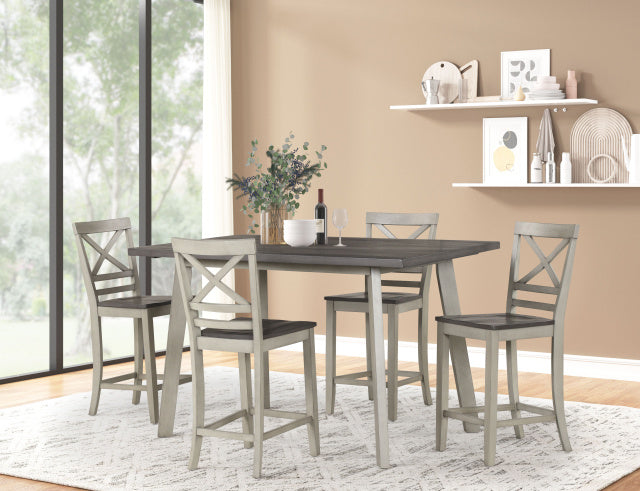 9605 5Pc Pub Height Dark and Lt Gray Dining Set