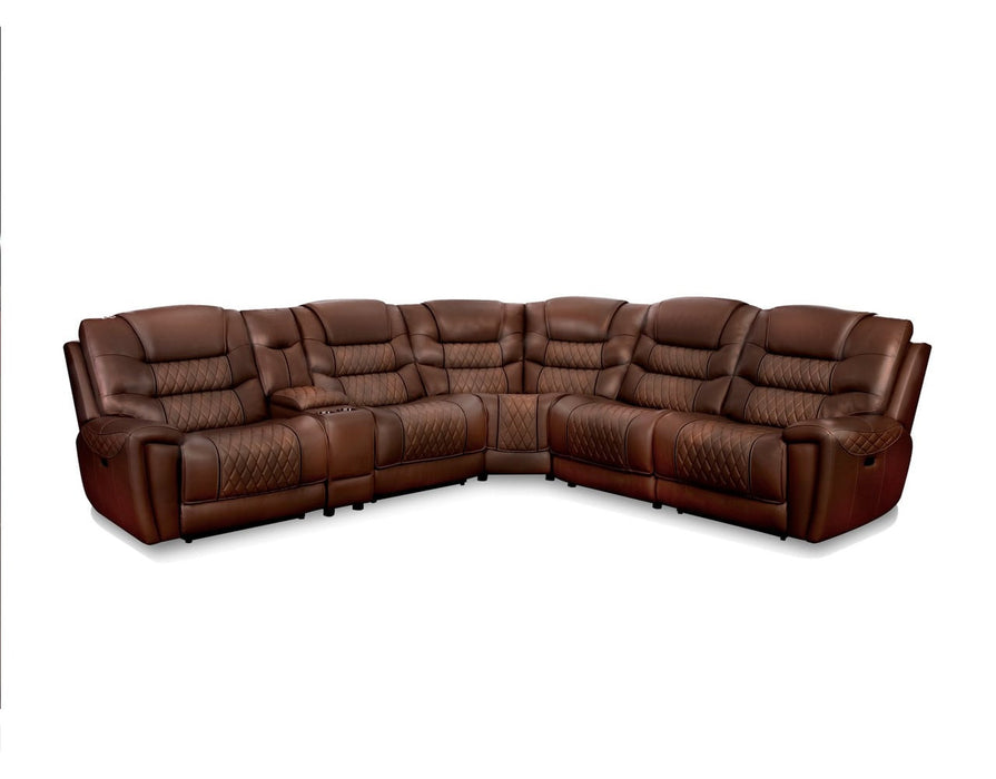 Brown & Tobacco 3 Piece Reclining Sectional