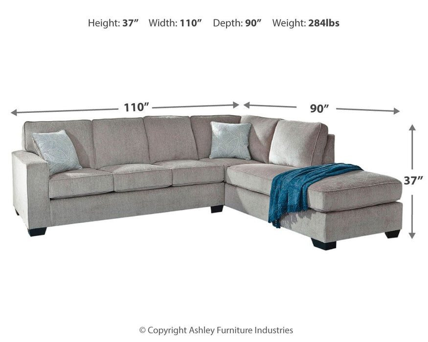 Altari - Right Arm Facing Corner Chaise With Sleeper 2 Pc Sectional - Alloy