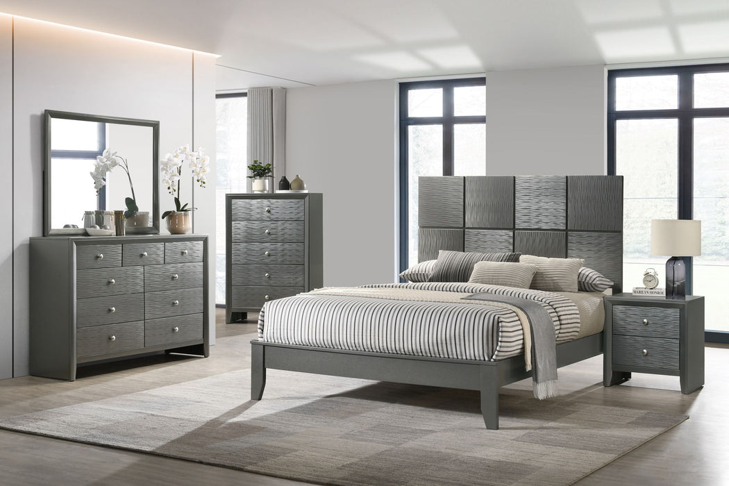 Denker - Twin 5 Piece Bedroom Set - Gun Metal