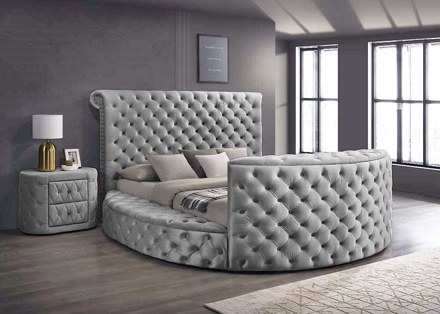 Voltare - Queen Fireplace / TV Lift Bed - Gray