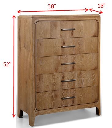 Westcott Cerused Natural 5 Drawer Chest