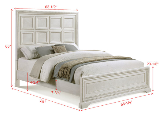 Alexandria - Queen Panel Bed- White