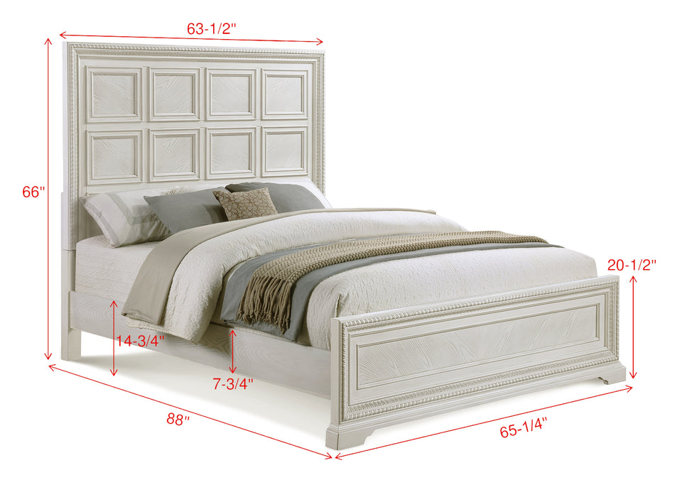 Alexandria - Queen Panel Bed- White