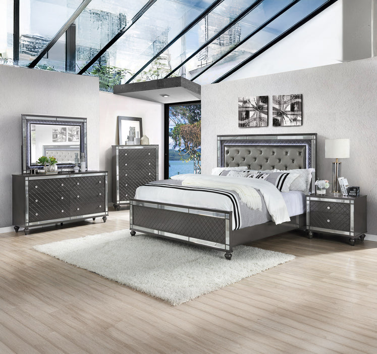 Refino Panel Bed In Gray
