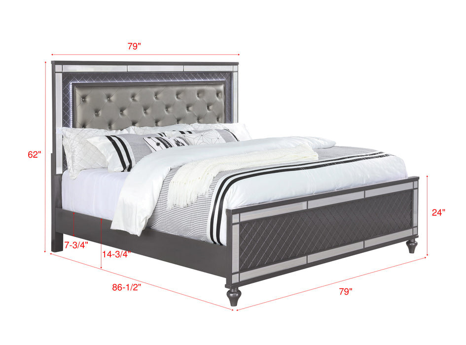 Refino Panel Bed In Gray