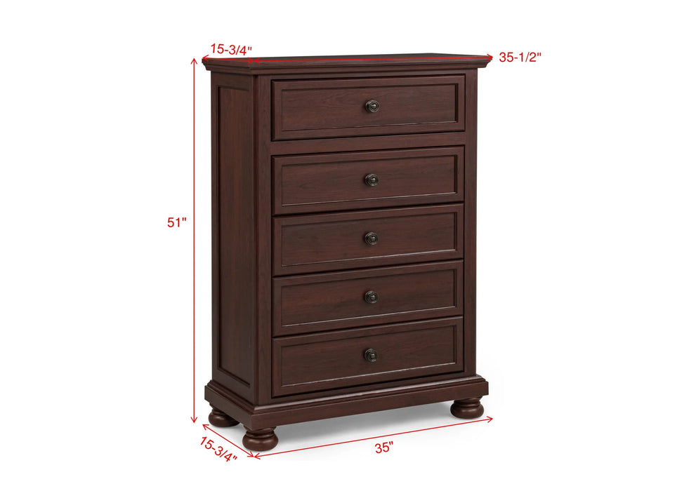 Claribelle Cherry 5 Drawer Chest