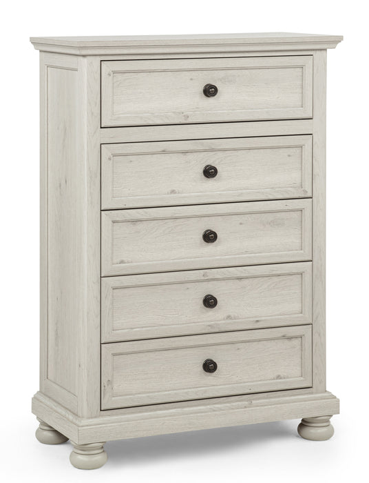 Claribelle Cherry or Whitewash 5 Drawer Chest