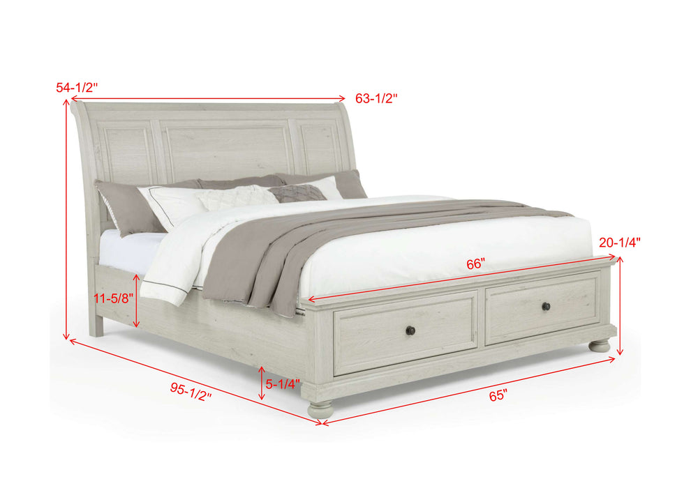 Clairibelle Platform Storage Bed in Dark Cherry or Whitewash