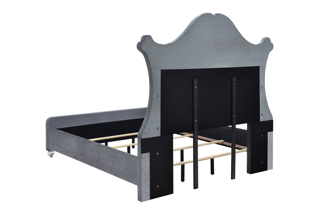 Cameo Black or Gray Upholstered Bed