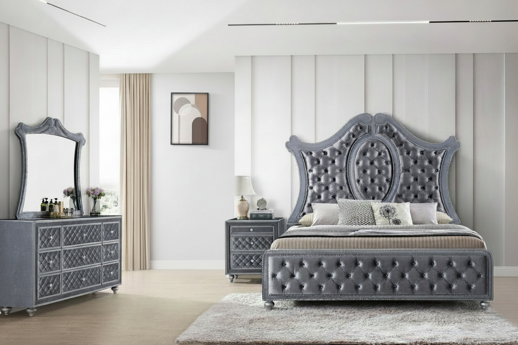 Cameo Grey or Black Upholstered  Bedroom Suites