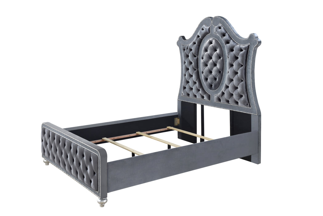Cameo Black or Gray Upholstered Bed