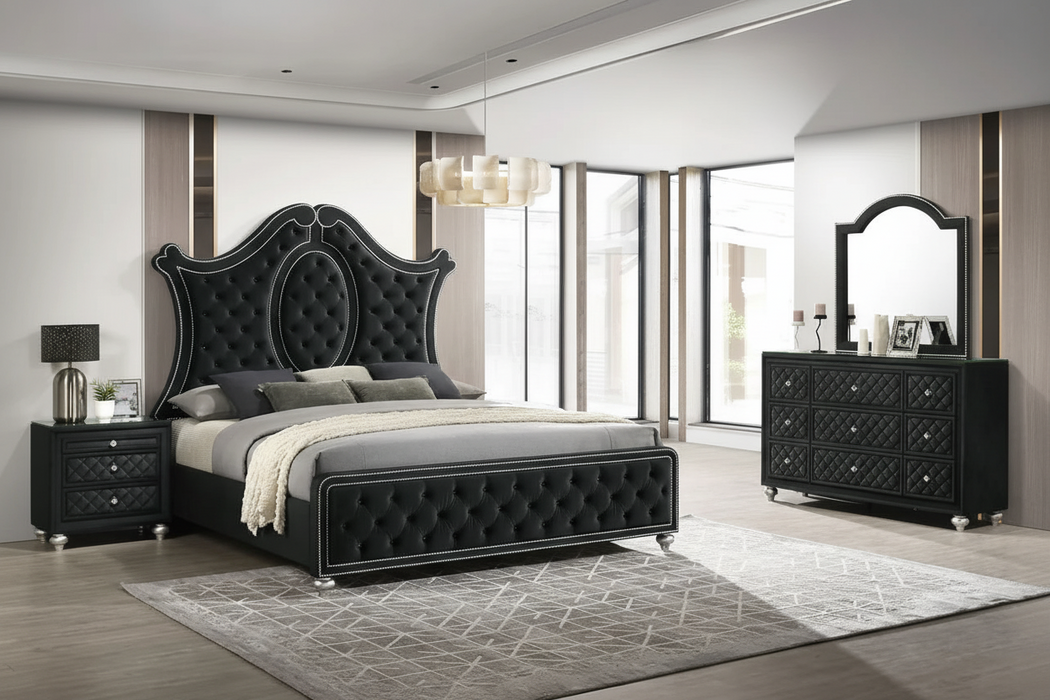 Cameo Grey or Black Upholstered  Bedroom Suites