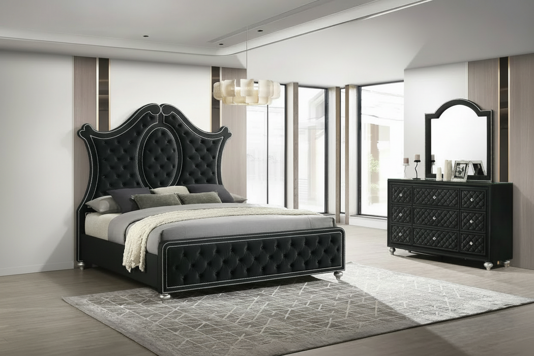 Cameo Grey or Black Upholstered  Bedroom Suites