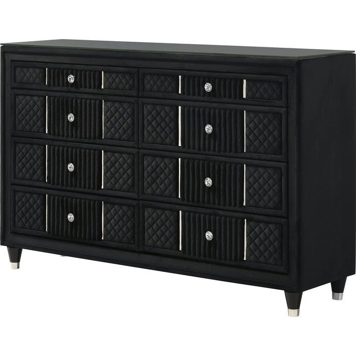 Armany Black Velvet Bedroom Sets by Crown Mark