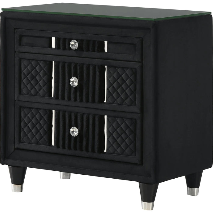 Armany Black Velvet Bedroom Sets by Crown Mark