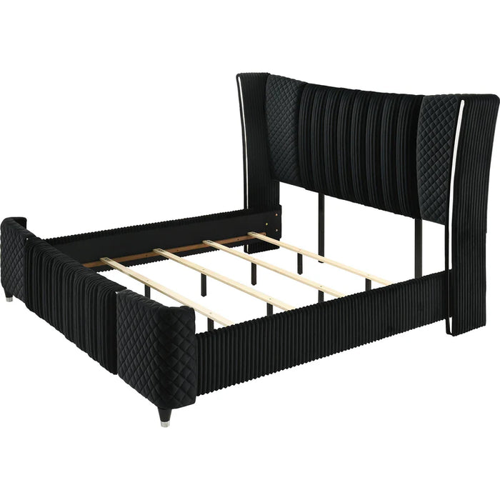 Armany Black Velvet Bedroom Sets by Crown Mark