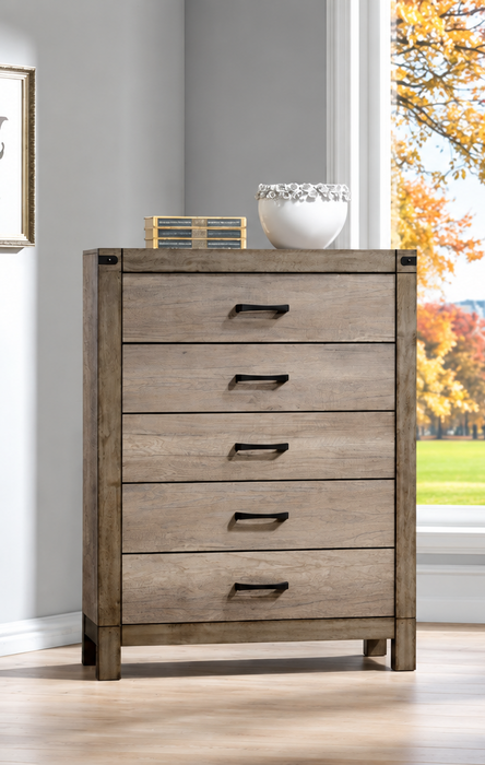 Matteo Weathered Gray 5 Drawer Chest