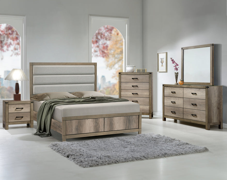 Matteo Tan Upholstered Panel Bed