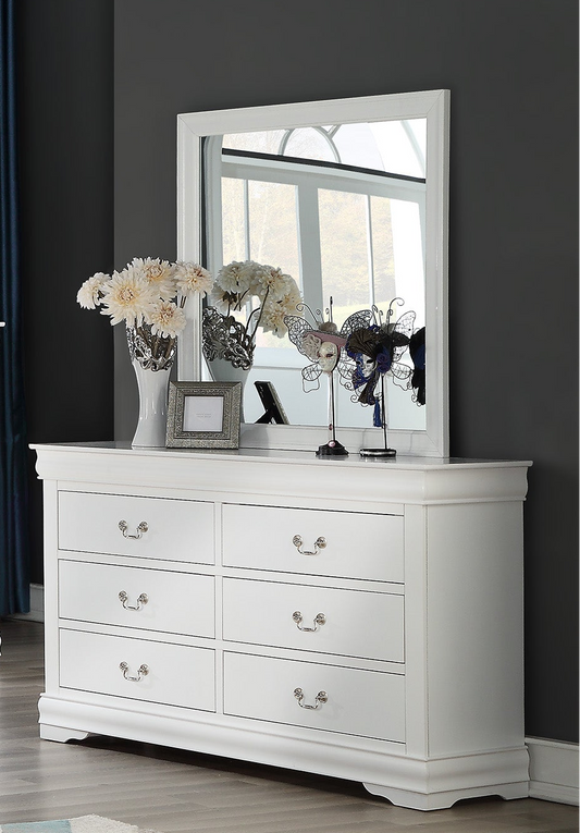 Louis Philip - Dresser & Mirror - White