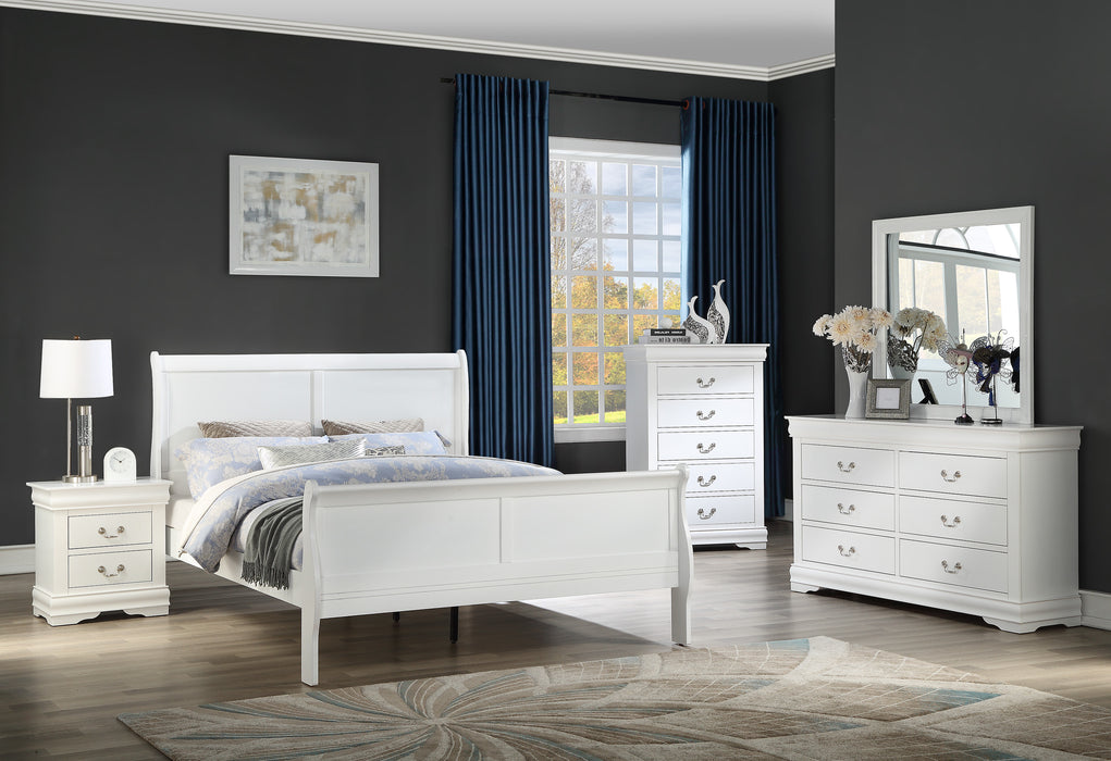 Louis Philip - King Bed - White
