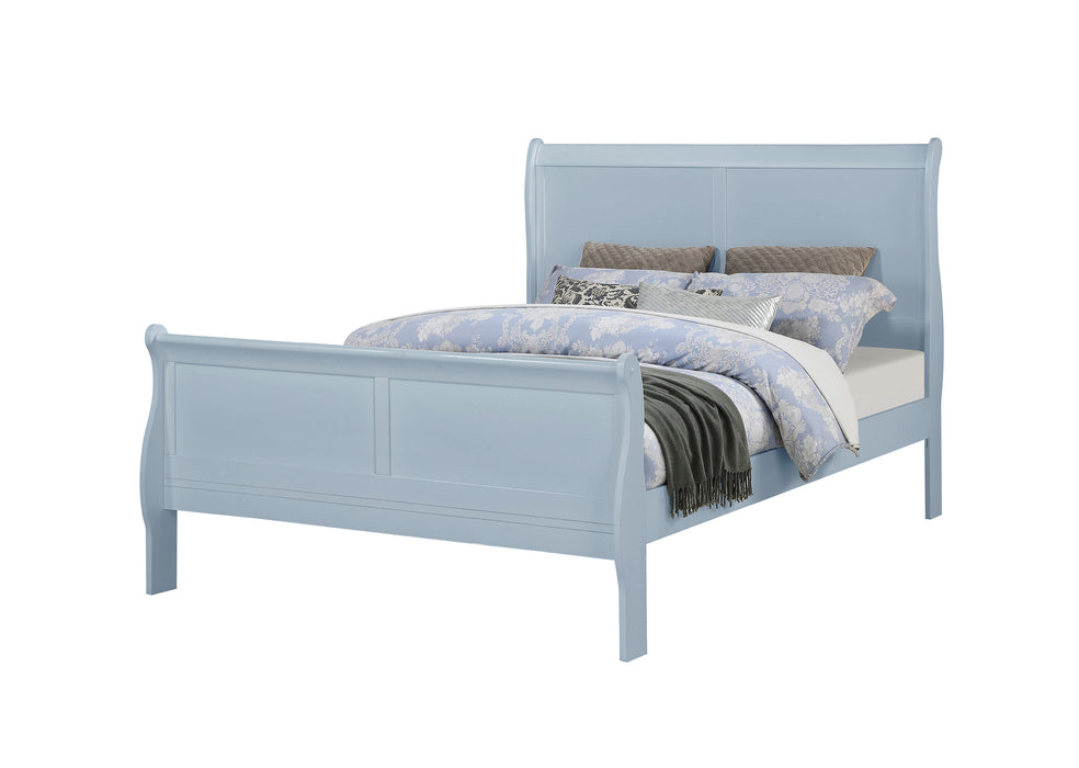 Louis Philip Bed in Sky Blue or Greige Gray