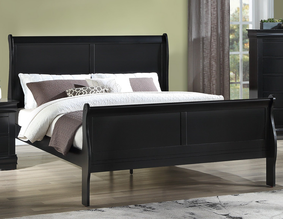 Louis Philip Sleigh Bed - Black or Cherry