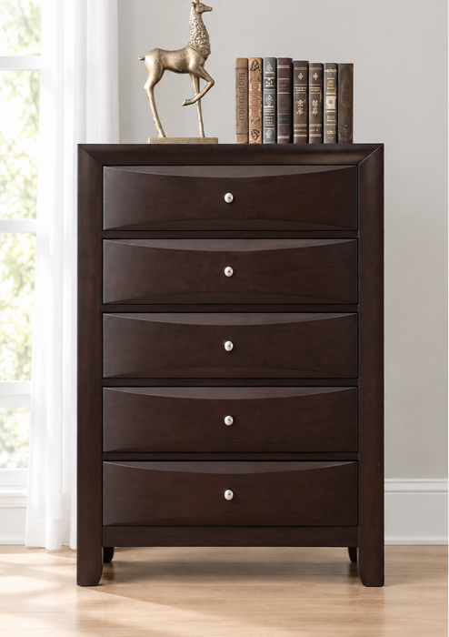 Emily Drawer Chest In Black or Dark Cherry