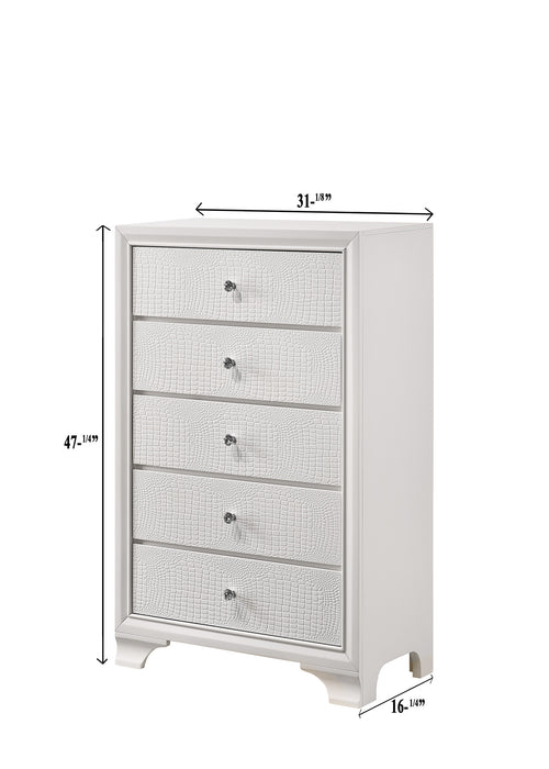 Lyssa Frost White 5 Drawer Chest