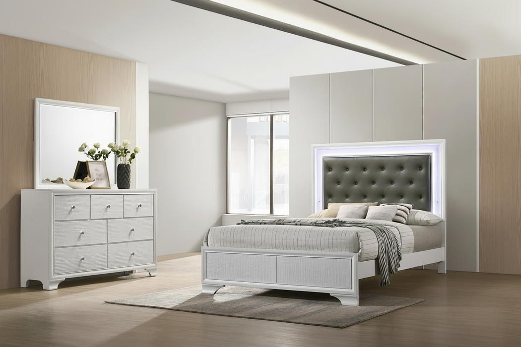 Lyssa Bedroom Suites in Champagne or Frost White by Crown Mark