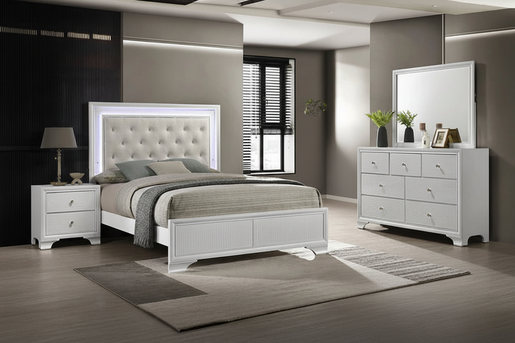 Lyssa Bedroom Suites in Champagne or Frost White by Crown Mark