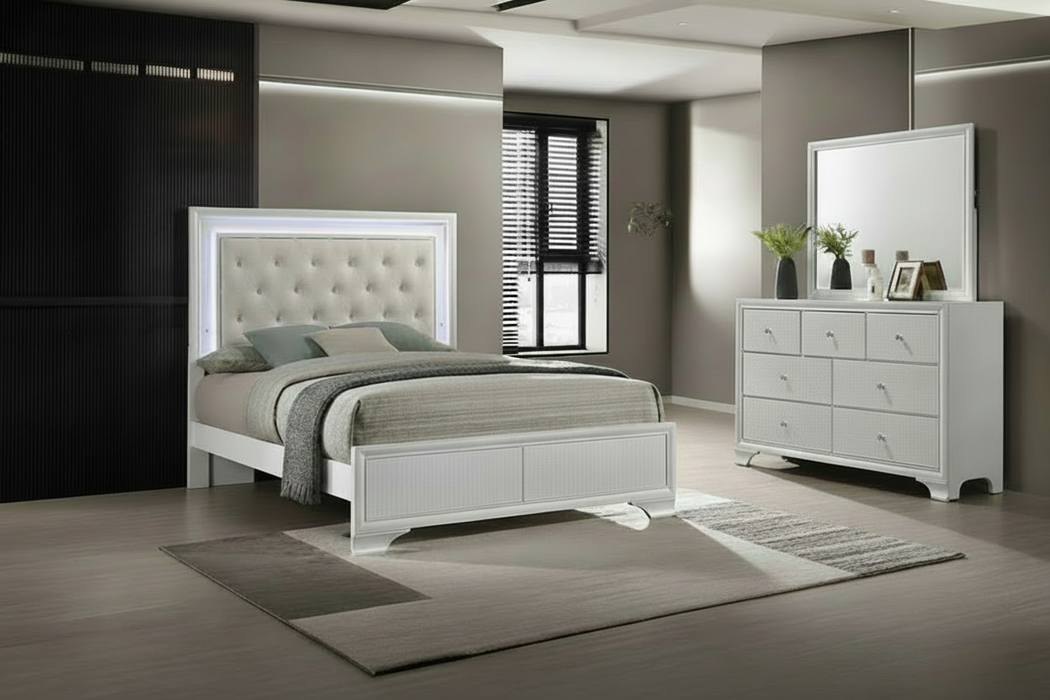 Lyssa Bedroom Suites in Champagne or Frost White by Crown Mark