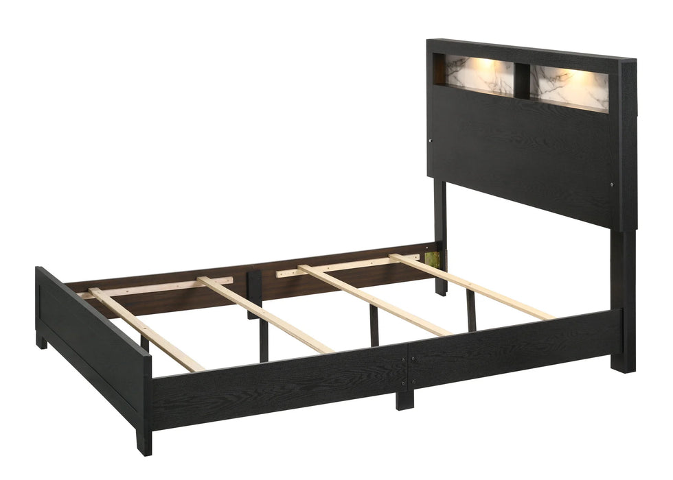 Cadence - Queen Bookcase Bed In One Box With Shelves - Black
