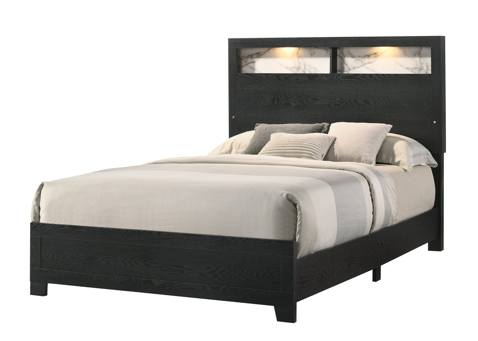 Cadence - King Bookcase Bed In One Box With Shelves - Black