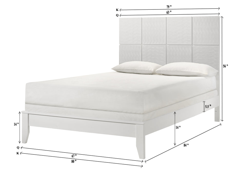 Denker - King Bed - White