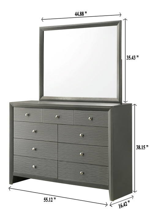 Denker - Dresser & Mirror - Gun Metal