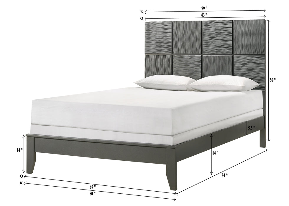 Denker - Queen Bed - Gun Metal