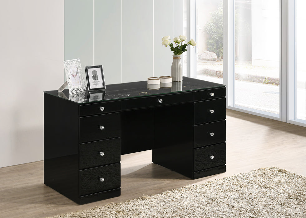 Avery - Vanity Desk With Glass Top - Black