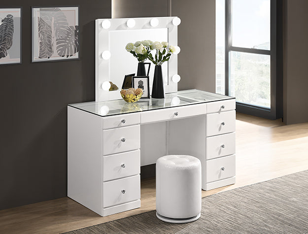 Avery - Vanity Set (With LED Luxo Mirror) - White