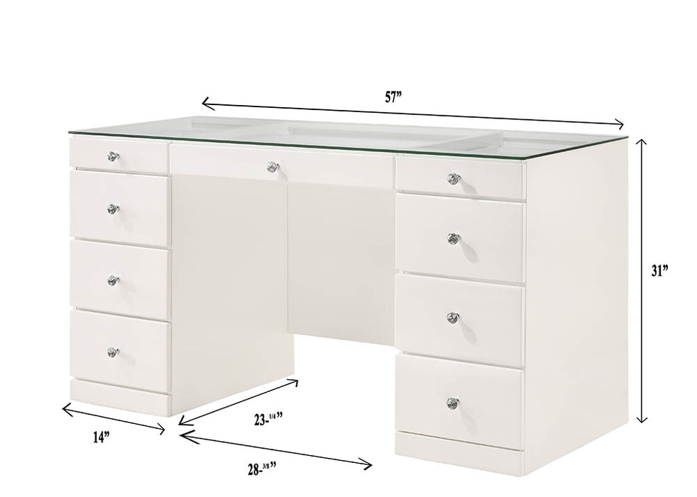 Avery - Vanity Set (With LED Luxo Mirror) - White